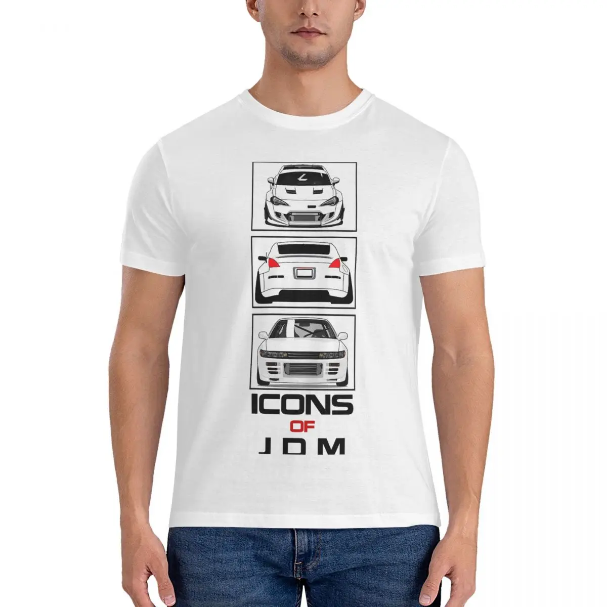 Amazing Icons Scion FRS Nissan 350Z T-Shirt for Men Round Collar 100% Cotton T Shirts J-JDM Short Sleeve Tee Shirt Gift Clothing