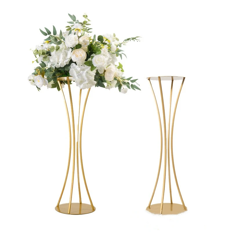 

10 PCS Flower Vase Floor Vases Stand Metal Road Lead Wedding Table Centerpiece Geometric Patterns Rack Event Decor