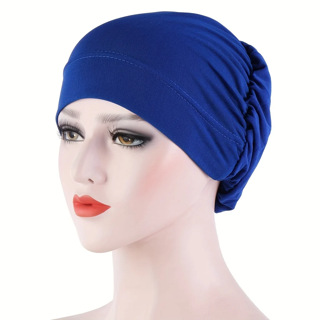 Solid Color Ramadan Turban Head Scarf Cap Casual Elastic Head Wrap Lightweight Bonnet Chemo Cap