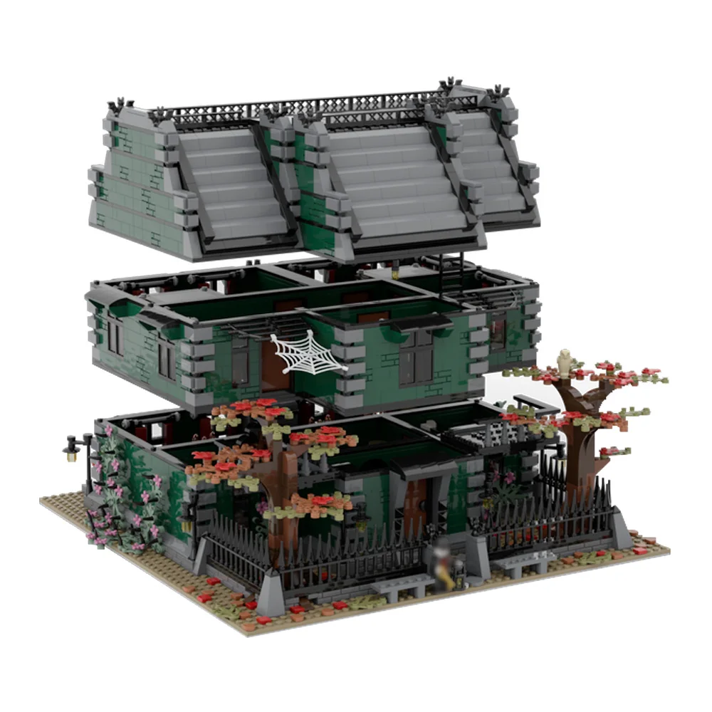 MOC ホラーマンションビルディングブロックモデル中世ホラーマンション建築ストリートビューレンガ組立おもちゃ子供の誕生日ギフト