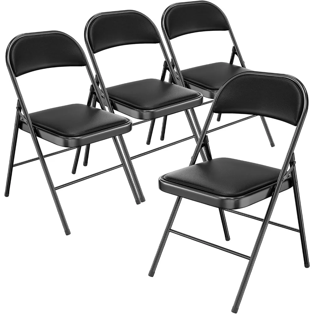 

Bonnlo Folding Chair with Comfortable Padded Cushion and Back, Portable Folding Chairs for Outside, Office Events, Weddings, Pu