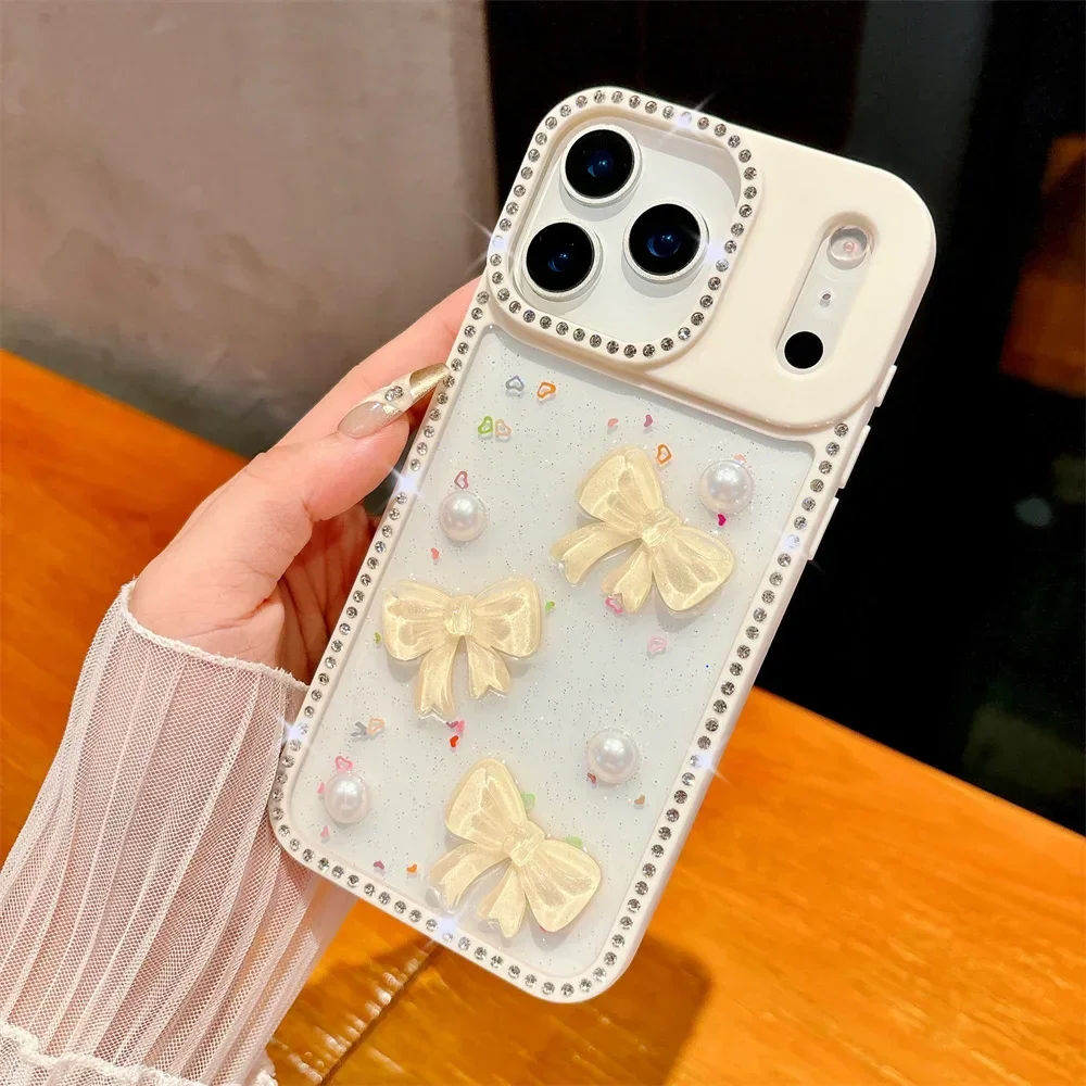 Luxury 3D Butterfly Flash Diamond Phone Case for iPhone 17 Air 16 Pro Max 15 Pro 14 13 Shockproof Cover for Woman