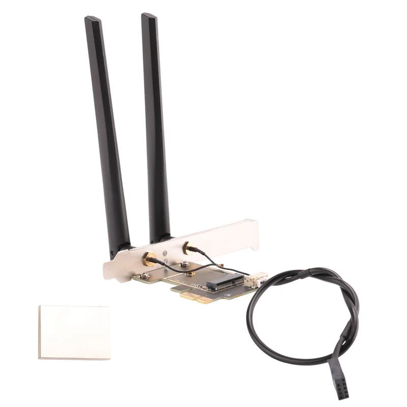 Tarjeta inalámbrica NGFF M2 a PCI-E Pcie, adaptador convertidor Bluetooth de escritorio con 2 antenas de CA para AX200 9260AC 8265NGW