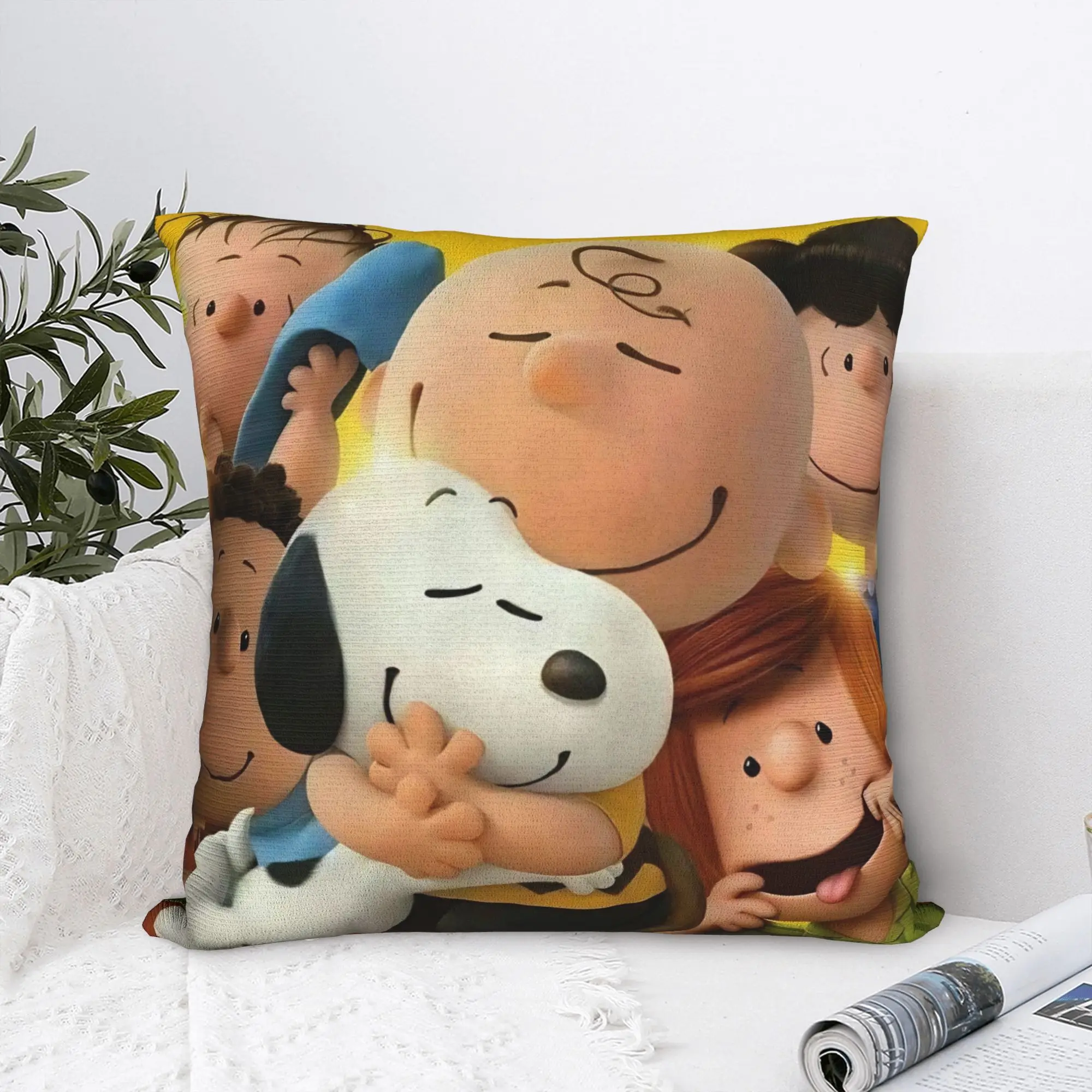S-Snoopys Movie Square Pillow Covers Polyester Home Friends Cartoon Cushion Case Cool Decor Pillowcase 40*40