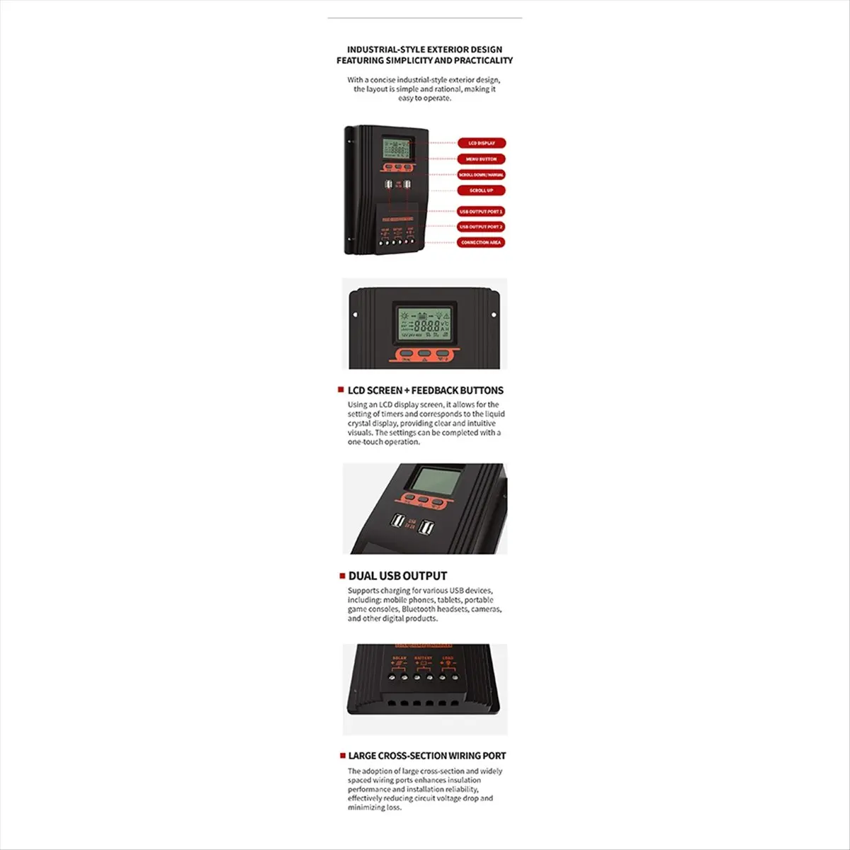 【50% OFF】MPPT/PWM Solar Charger Controller 100A Solar Panel Regulator LCD Display Various Load Control Modes