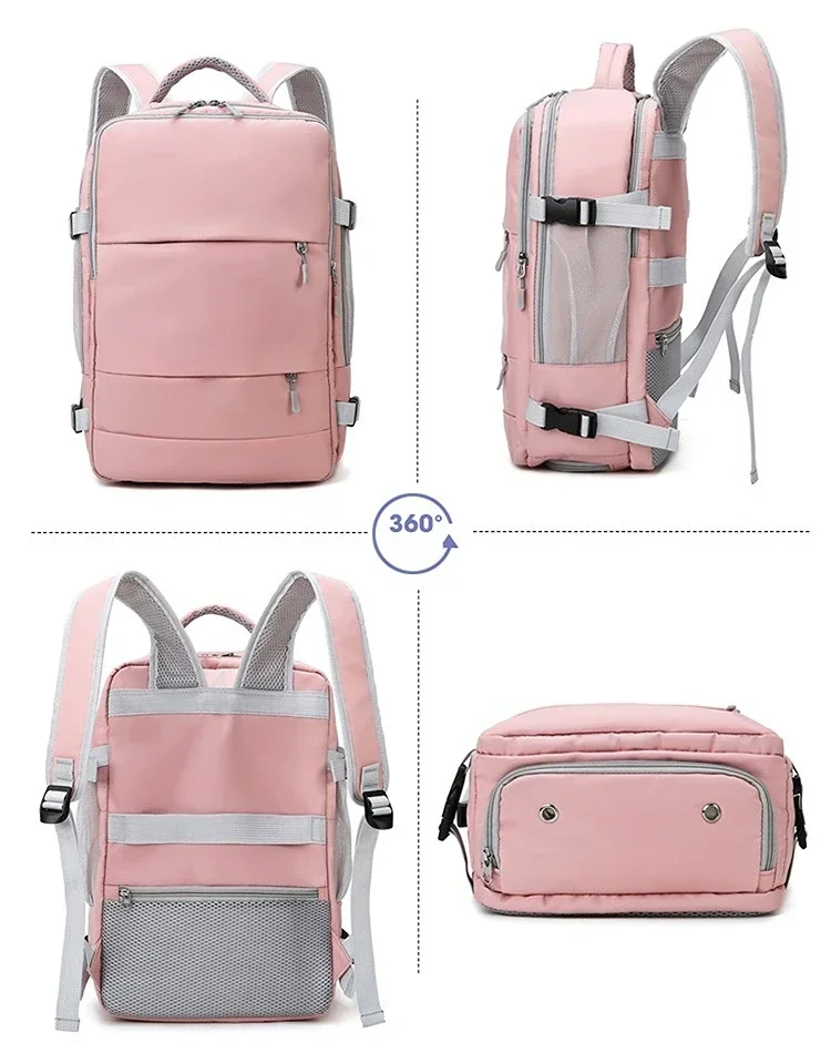 Tas ransel perjalanan wanita, ransel Daypack Anti pencurian Anti air luar ruangan, tali bagasi sekolah anak perempuan, ransel Port pengisi daya USB