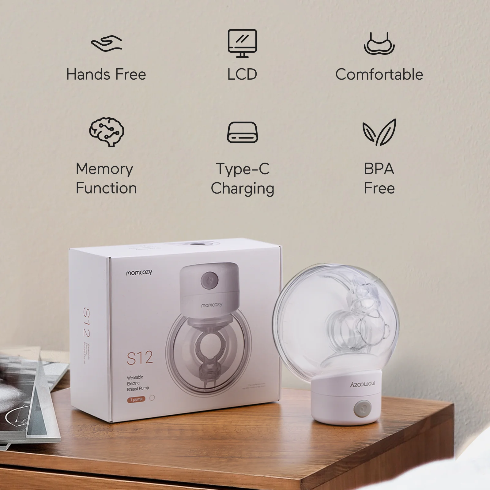 S12 hands free silicone portable wearable electric breast pump