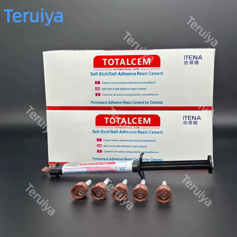 Dual Cure Dental Bonding Glue ITENA TOTALCEM - Self-Adhesive Resin Cement for Porcelain Veneer Crown Restoration Denture Fix
