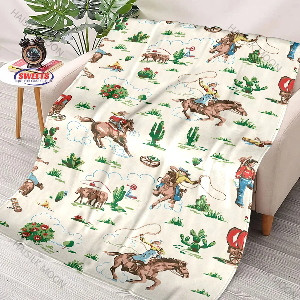 6 Sizes Horse Equestrian Theme Printed Blanket for Son Daughter Husband Friend,Room Sofa Chair Nap Blanket All Seasons Available
