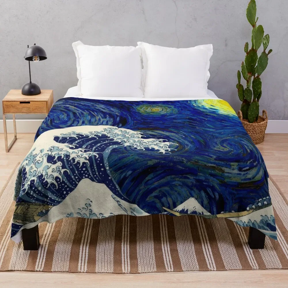 

The Great Wave off Starry Night Throw Blanket Heavy Summer Beddings For Baby Loose Blankets