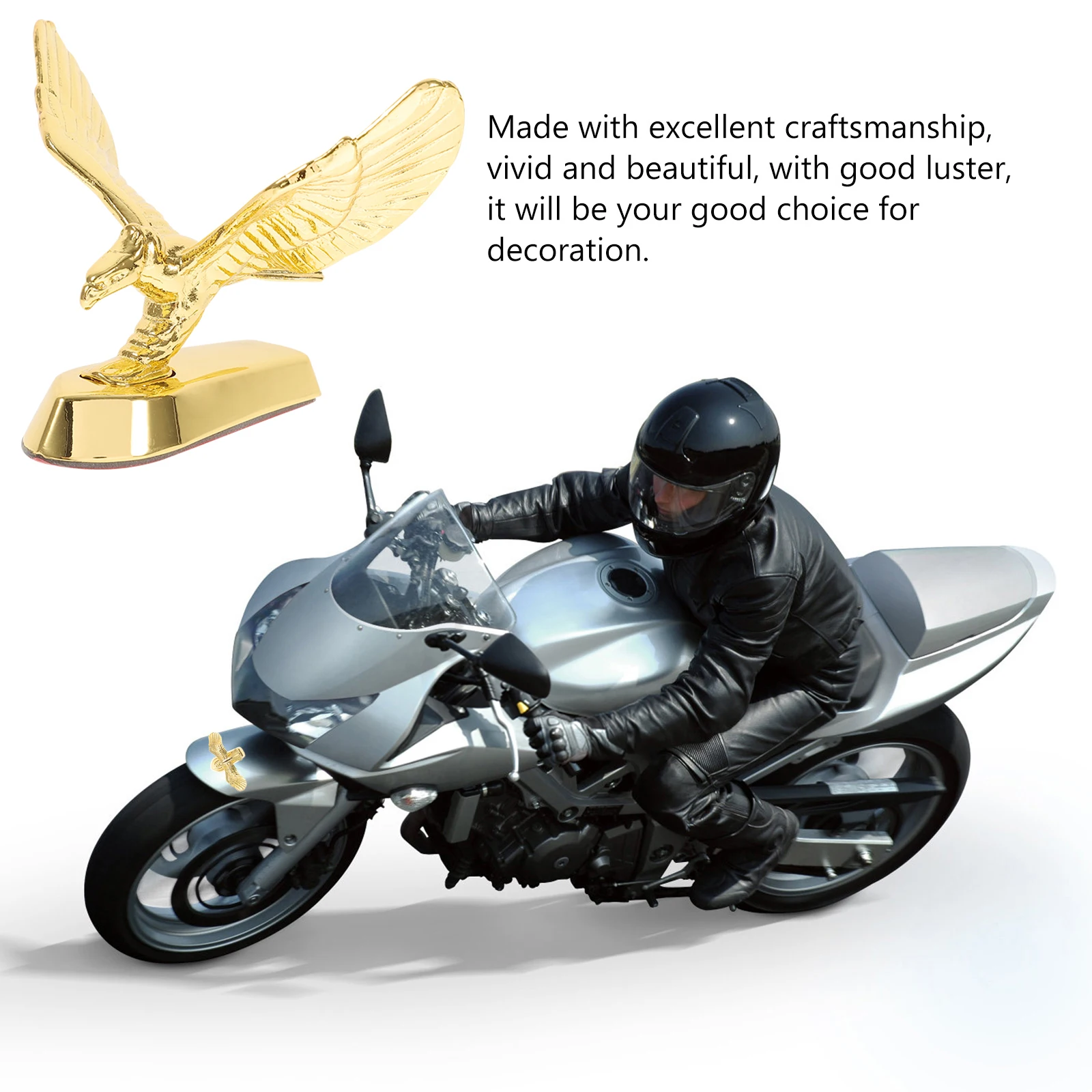

Front Decorative Badge 3D Eagle Zinc Alloy Chrome Motorcycle Ornament For Universal Bike Styling Motorcycle Decorations
