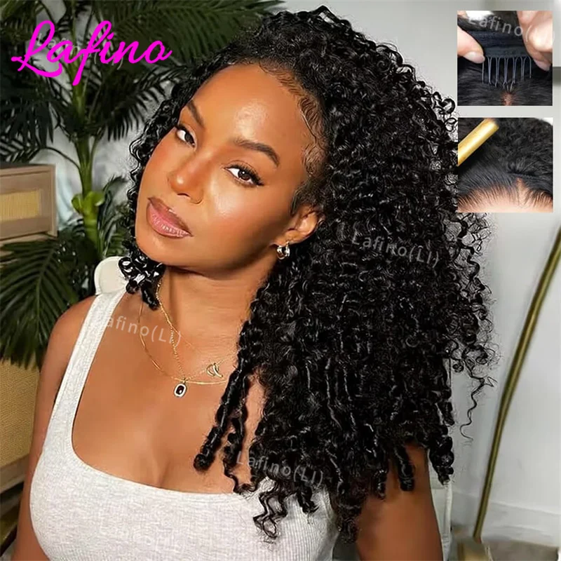 

Burmese Curly Half Wig Human Hair Seamless Wig Human Hair Ready To Wear 3 In 1 Half Wig Drawstring 250 Density Curly Half Wig