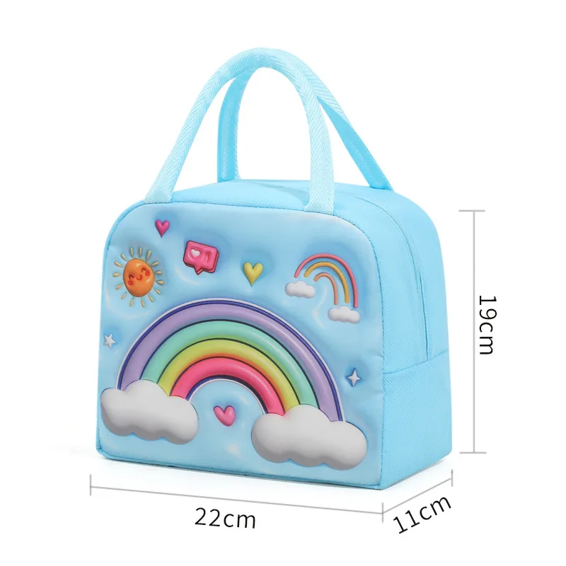 3D Cartoon Animal Pattern Lunch Bag Thickened Handheld Insulated Lunch Box Bags Large Capacity Children Bento Bag