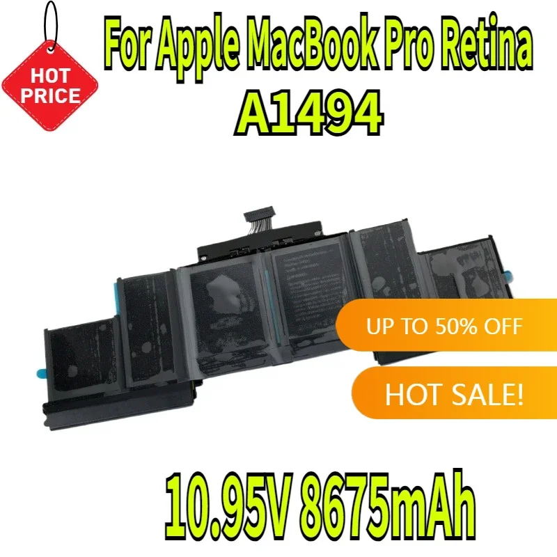 

10.95V 8675mAh New A1494 Laptop Battery for Apple MacBook Pro Retina A1398 ME293 ME294 2013-2014year