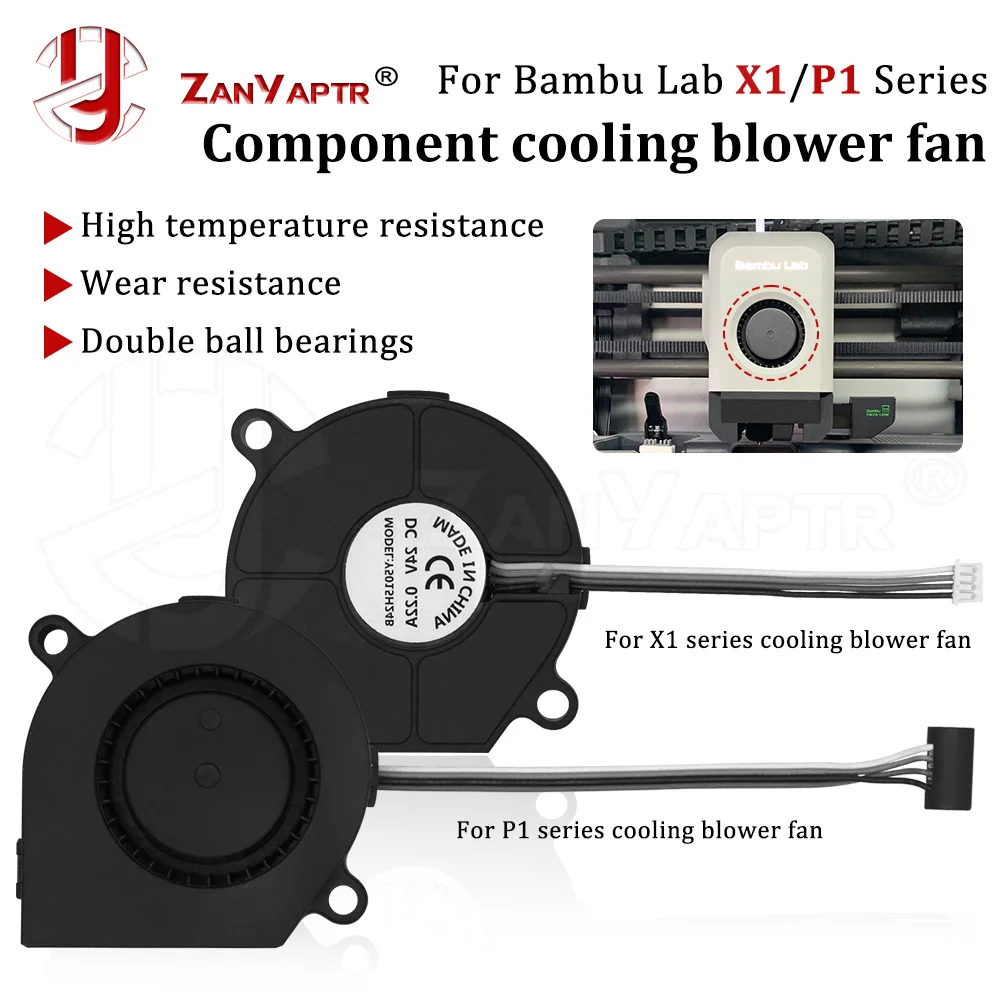 Cooling Fan For Bambu Lab X1 X1C P1 P1S Front Shell Component Cooling Drum Fan Model Double Ball Bearing High Speed 5015