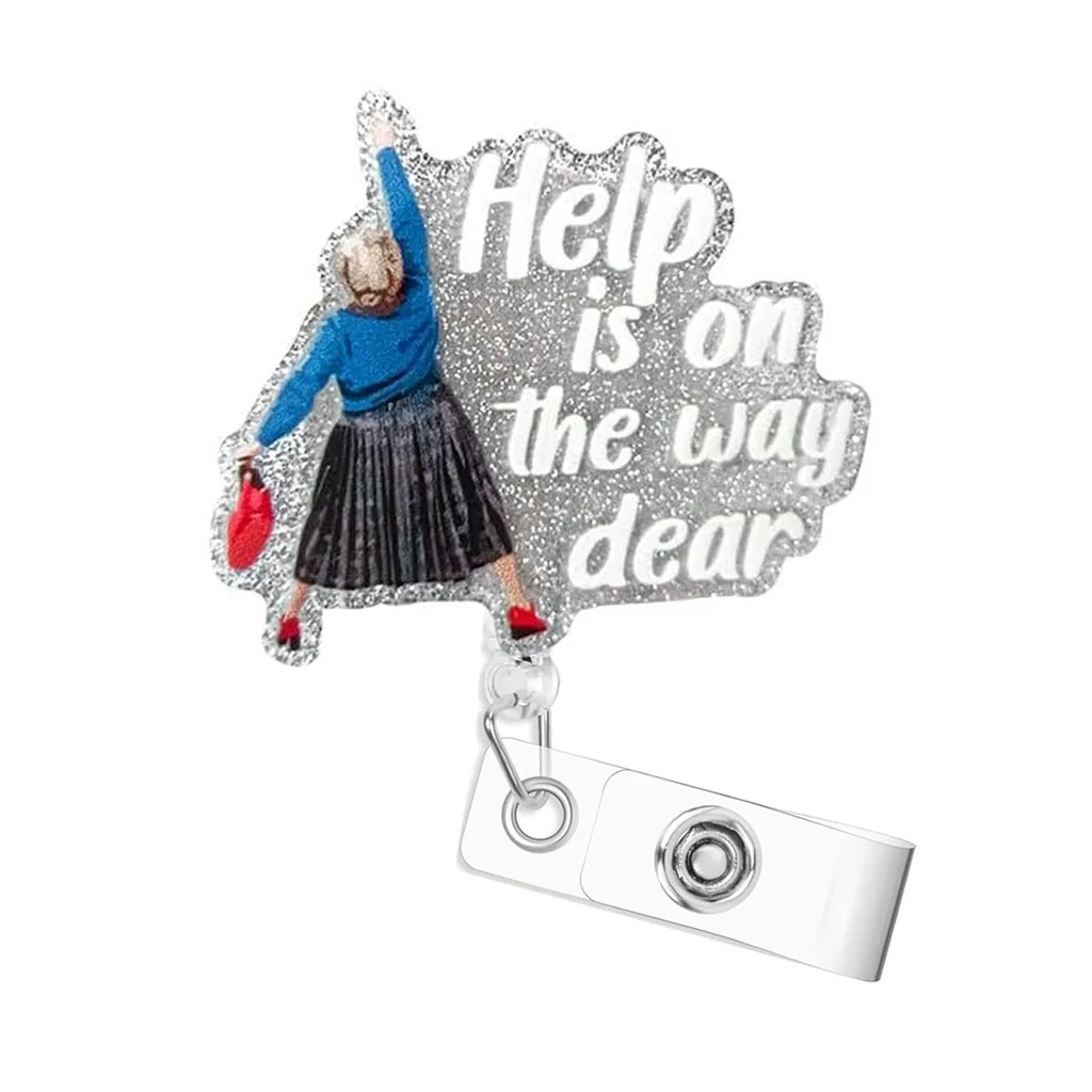 Glitter Acrylic Retractable Badge Reel Holder CNA Themed ID Badge Holder With 360 Rotatable Alligator Clip For Nurse Workers