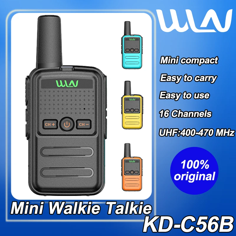 WLN KD-C56B 미니 워키토키, 휴대용 양방향 라디오, UHF 400-470MHz, 16CH 장거리 휴대용 송수신기, 사냥용 미니 라디오 