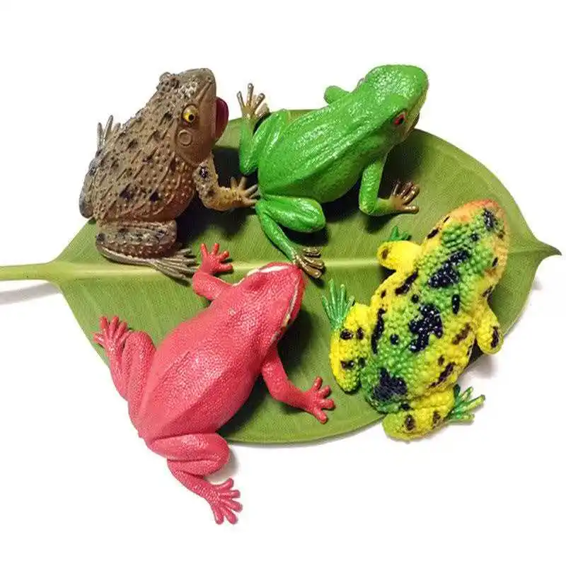 4PCS Frog Toy Squeak Sound Realistic Animals Figures Weird Prank Stuff Gag Gifts Funny Novelty For Teens Boys Girls