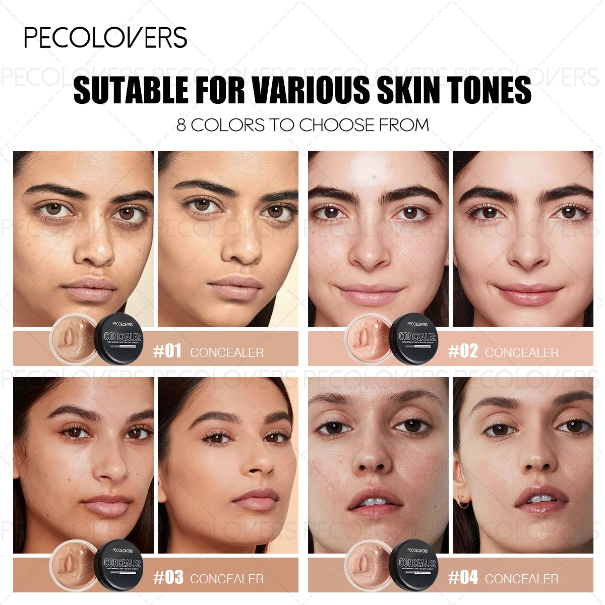 1 unidad de textura en crema, resistente al agua, sedosa, ligera y no grasa, que cubre ojeras/manchas/marcas corporales, corrector/base