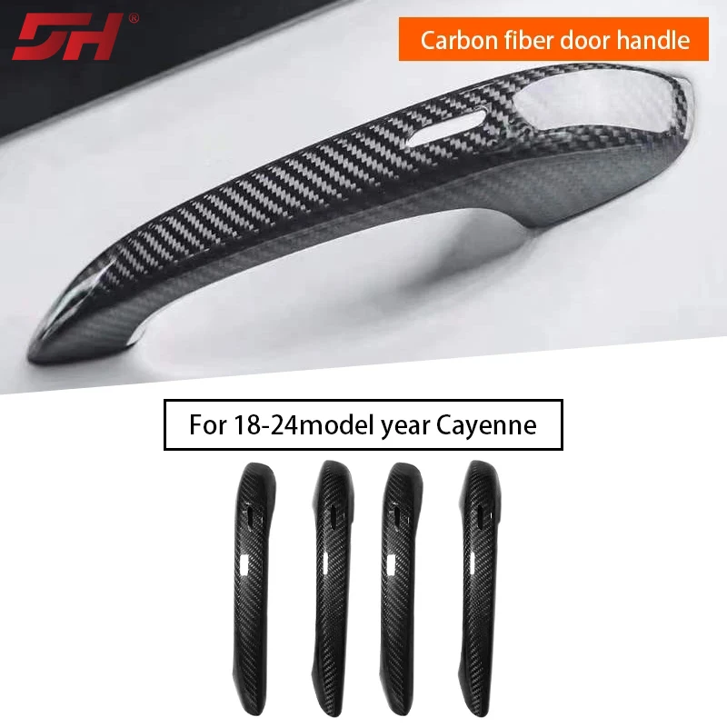 Stick-on Carbon Fiber Door Handle Trim for Porsche Cayenne 2018-2024