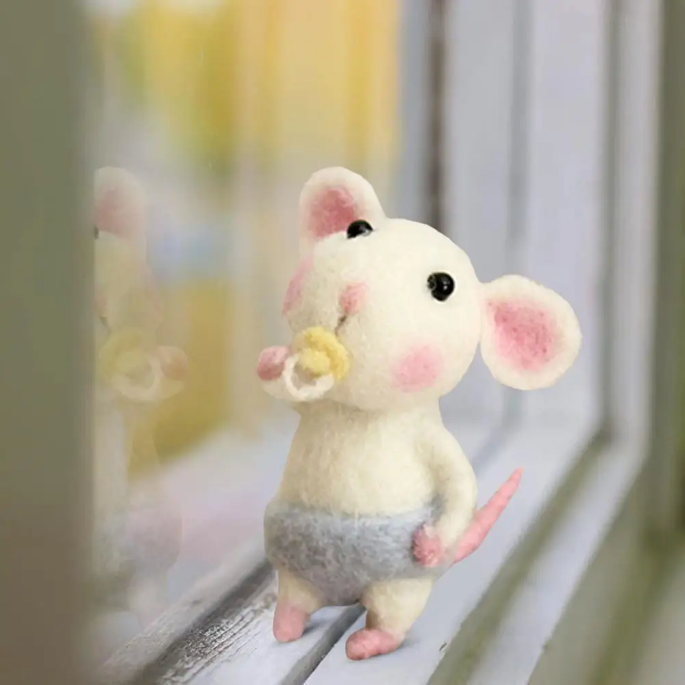 스트레스 감소 도구 펠트 마우스 인형 Diy 키트 스트레스 릴리프 공예 세트 인공 양모 바늘 미니 공예용 공예