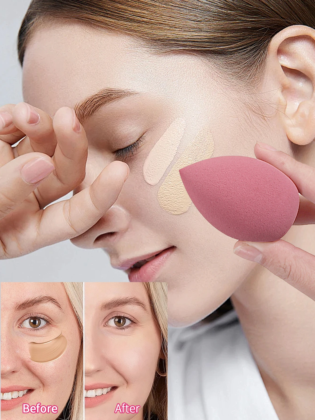 12개 멀티 기능 메이크업 스펀지 파우더 퍼프 세트, 건식 및 습식 겸용 뷰티 스펀지 에그 팬형 파우더 퍼프