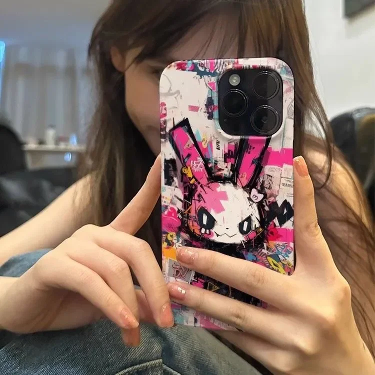 Subculture Cyberpunk Rabbit Creative For iPhone Case 16 15 14 13 12 11 Pro XR XS Max 7 8 Plus Soft Shockproof Phone Y2K Cover