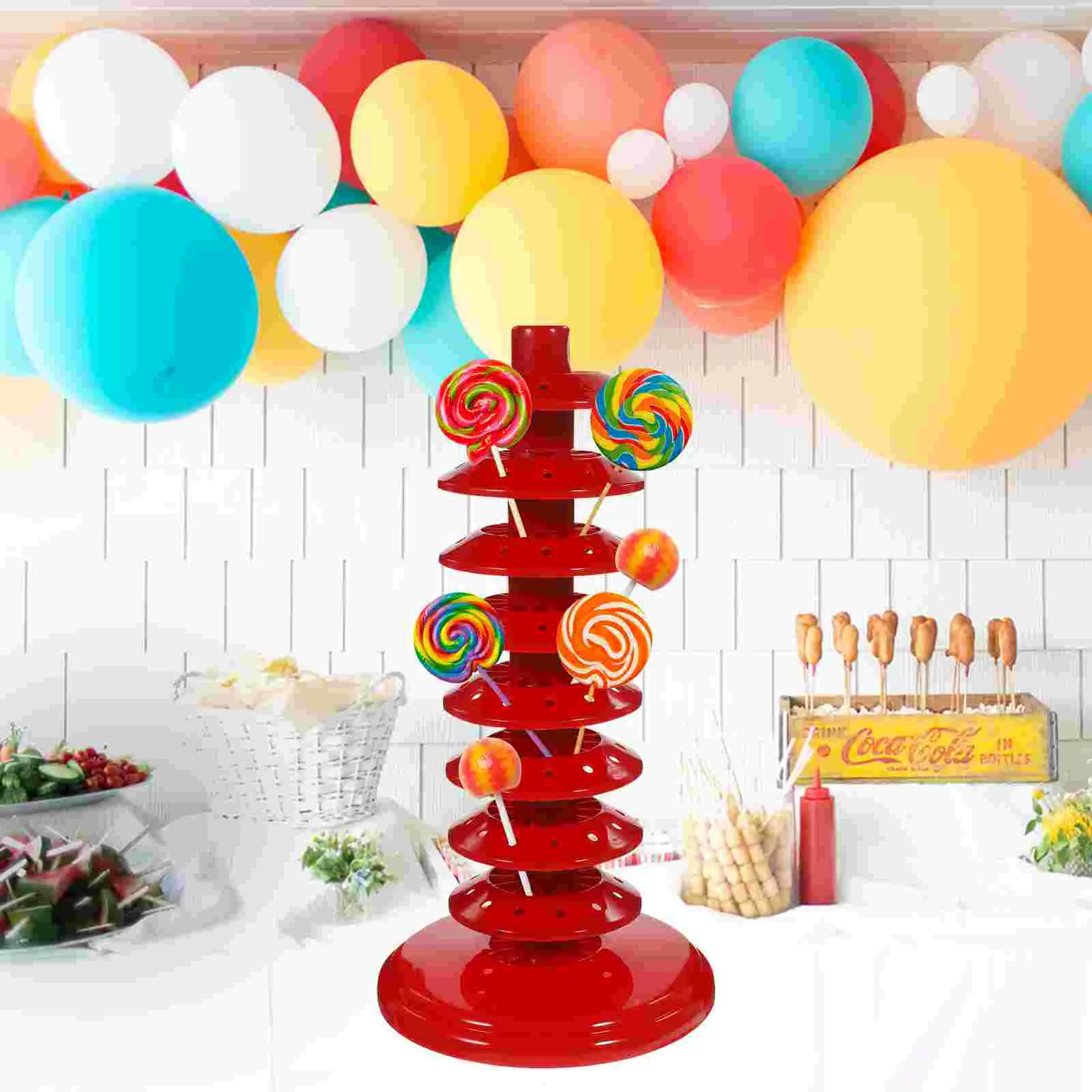 Riser Lollipop Display Stand Kabob Skewers for Grilling Desktop Holder Accessories Dumdum Red Pp Plastic Rack