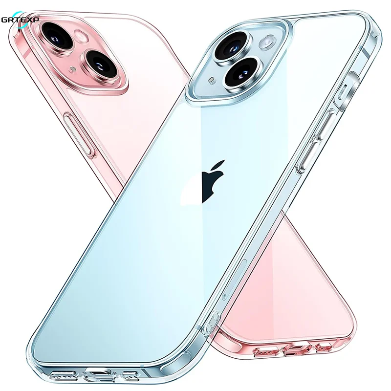 Hybrid Clear Case For iPhone 16 15 14 13 12 11 Pro Max Silicone Soft TPU Cover For 15 14 Plus 13 12 Mini se 3 Hard PC Back Cover