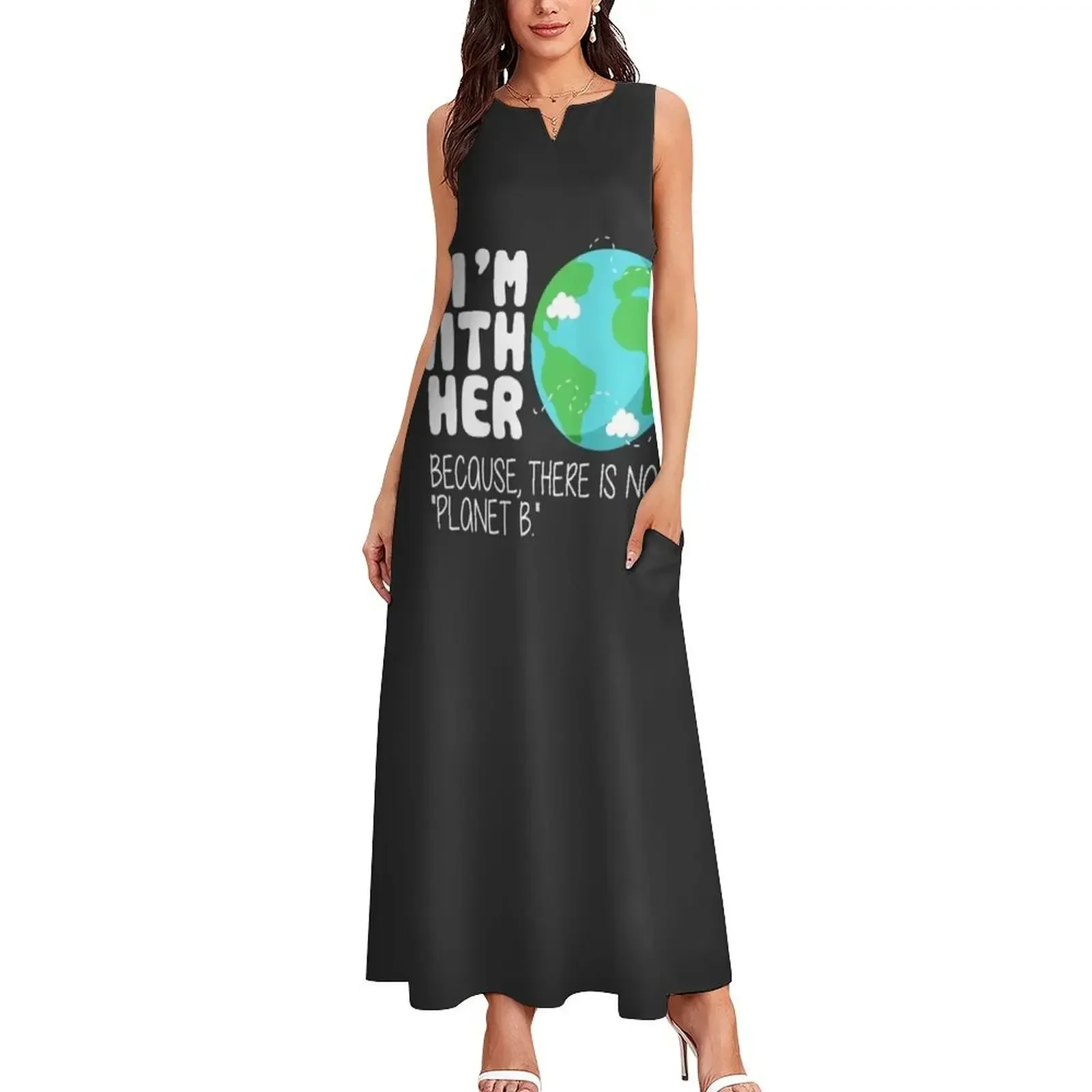 かわいいアースデイTシャツ：There is No Planet B ロングドレス セレモニードレス エレガントでシックなウェディングイブニングドレス ドレス