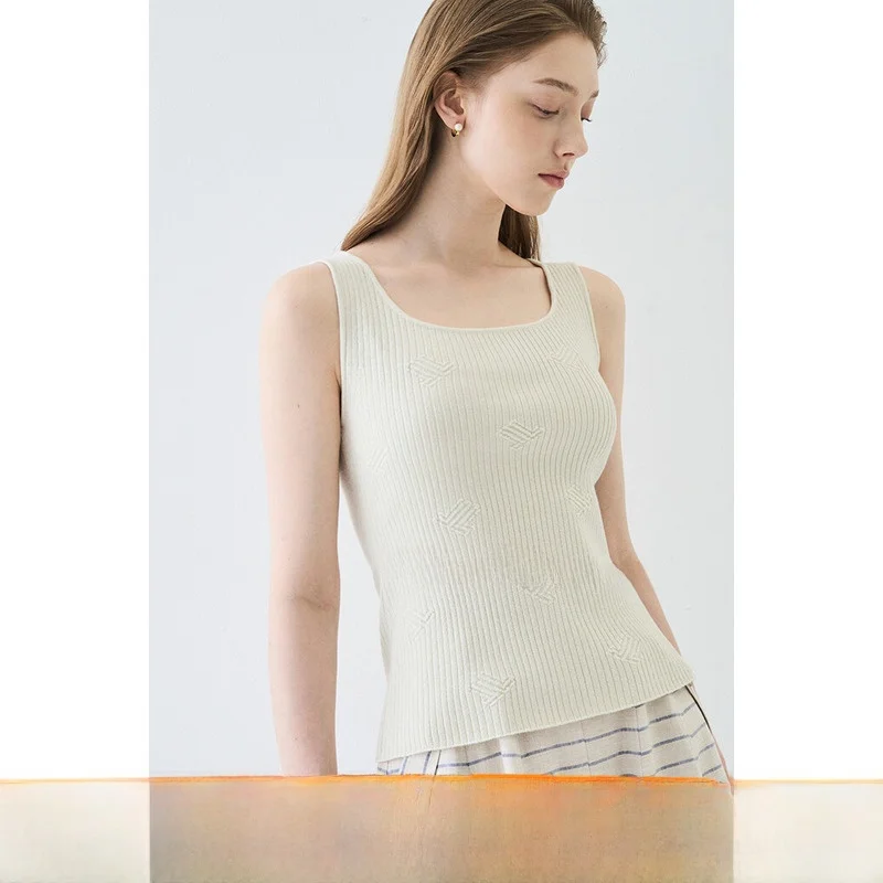 Korean Sle Thin Knitted Vest Elastic Slim Fit Svel Bal Pure Color Commute Sle QPP Brand Summer Season S