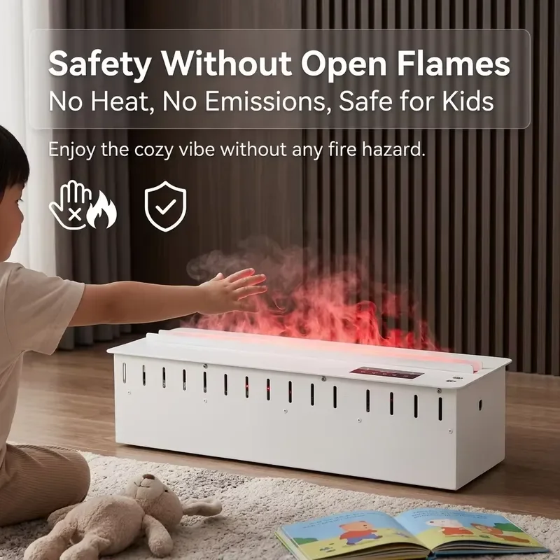 For Fully Automatic Water-filling 3D Atomizing Fireplace Flame Humidifier Remote Control Steel Material Modern Luxury Hotel