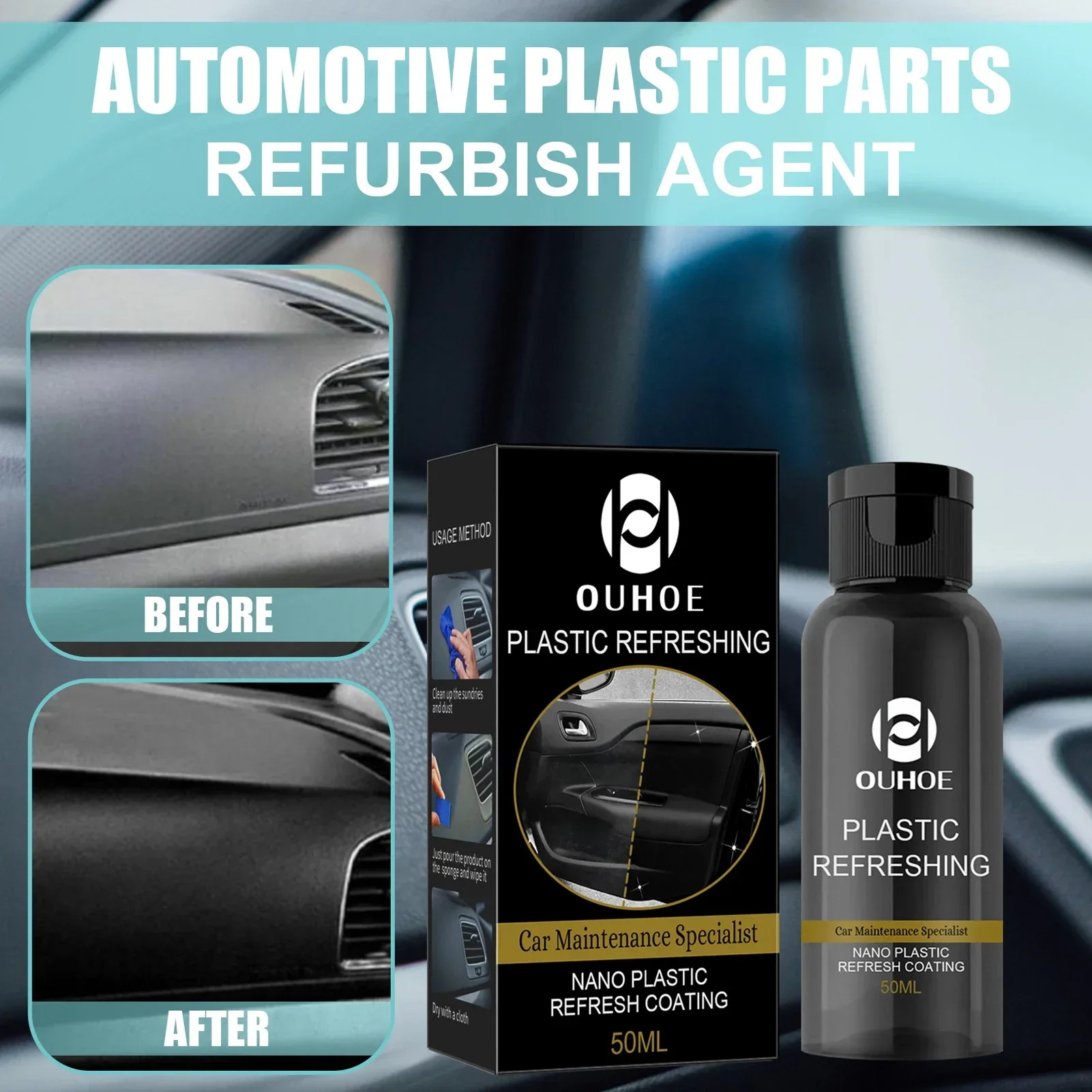 30ml Plastics Refreshing Coating Agent Car Refurbishment Cleaning Agent Plastics Parts Refurbish Agent Car Exterior