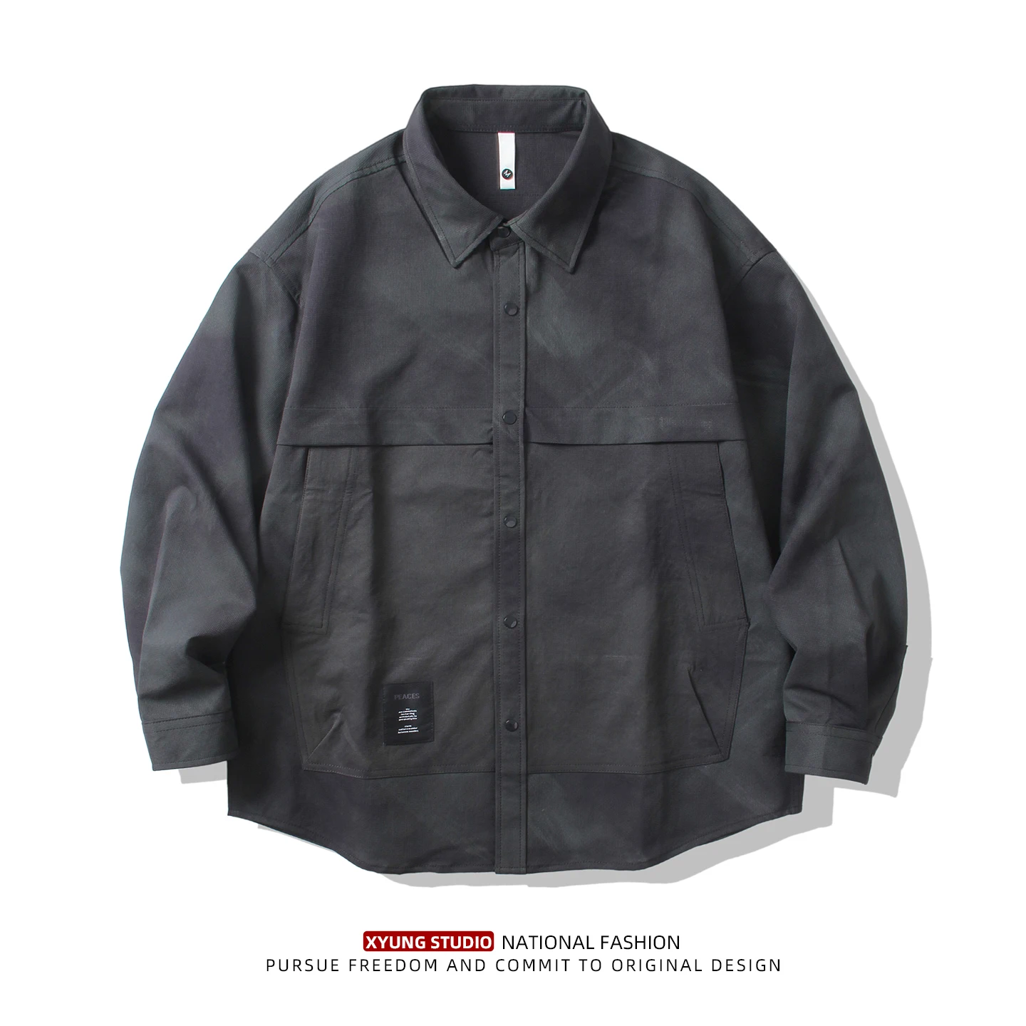 

Мужская повседневная рубашка с длинным рукавом, свободный крой, классический воротник, с карманами, в стиле рабочей одежды, модный городской стиль, весна 2026