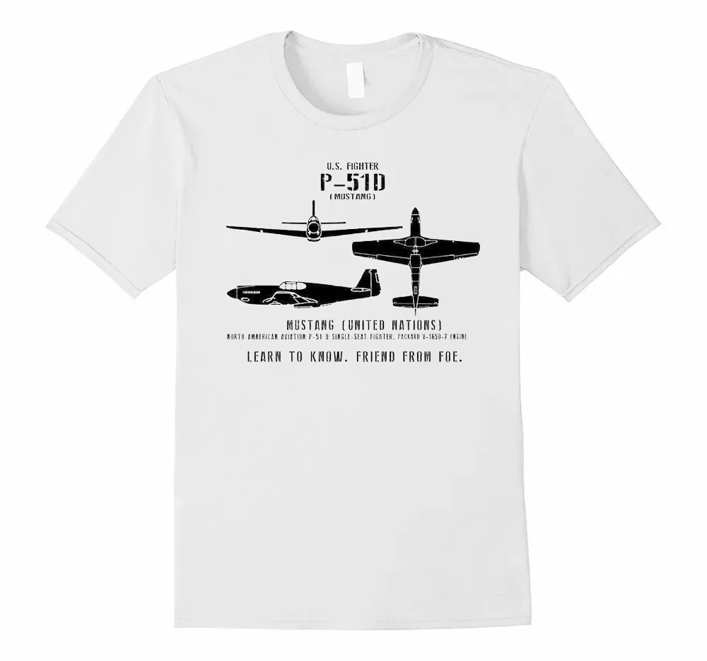 P-51D Mustang Fighter Aircraft T-Shirt 100% Cotton O-Neck Summer Short Sleeve Casual Mens T-shirt Size S-3XL