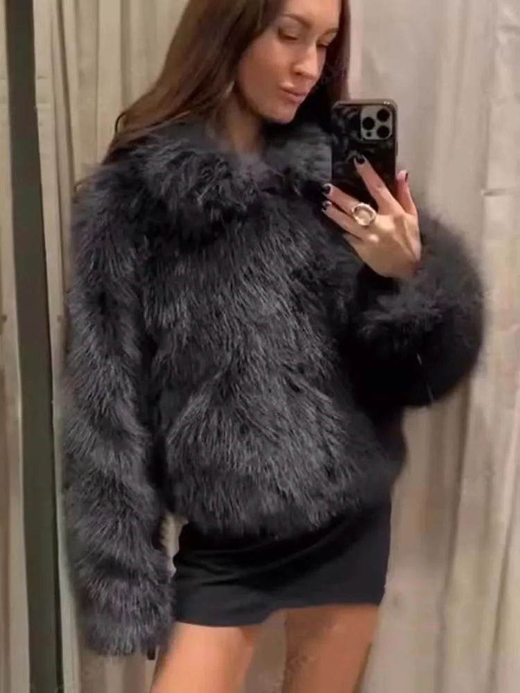 

Женские куртки из искусственного меха для женщин, осенне-зимняя женская короткая куртка с длинным рукавом и воротником-стойкой, новые модные женские теплые пальто