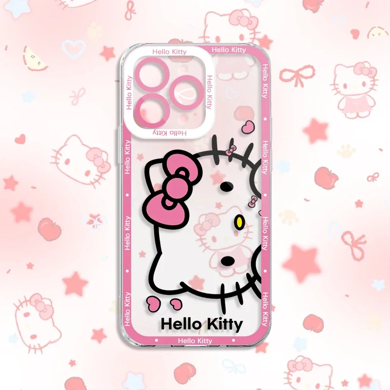 حافظة هالو كيتي الوردية الجميلة لهاتف آيفون 17 Air 16 15 14 13 12 11 Pro Max Plus XR 8 7 SE 2020 غطاء سيليكون ناعم مقاوم للصدمات #4