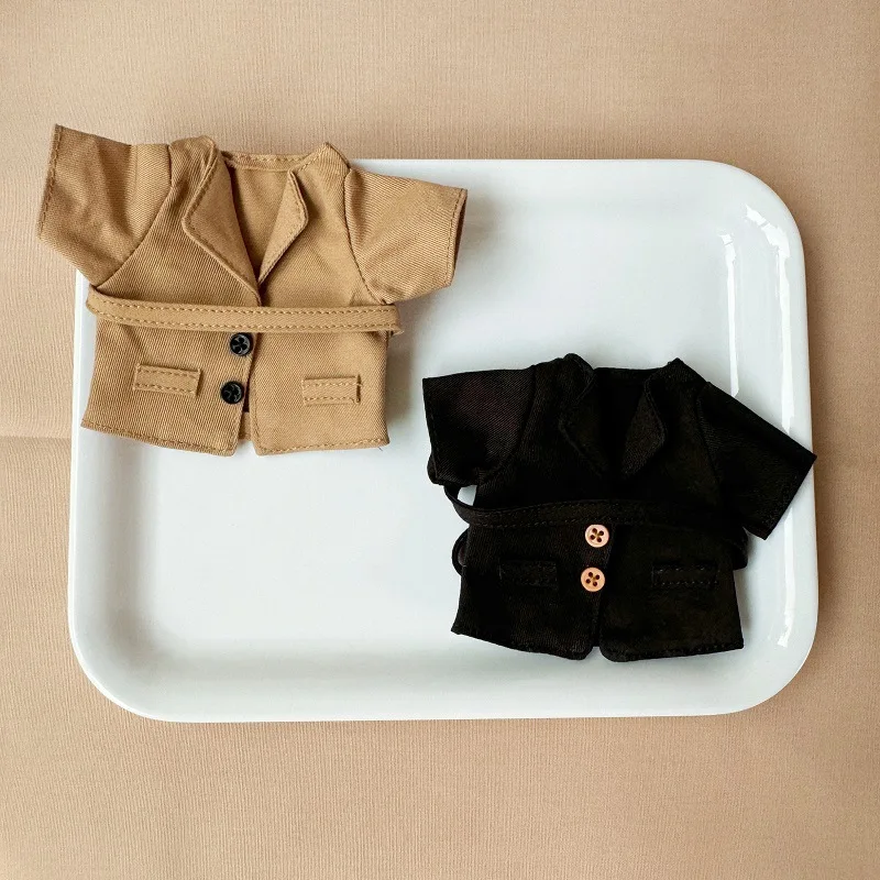 Nieuwe Labubu Vintage Trenchcoat 17 cm Poppenkleertjes Mini Pop Herfst En Winterjas Groothandel Accessoires Kleding Voor Labubu