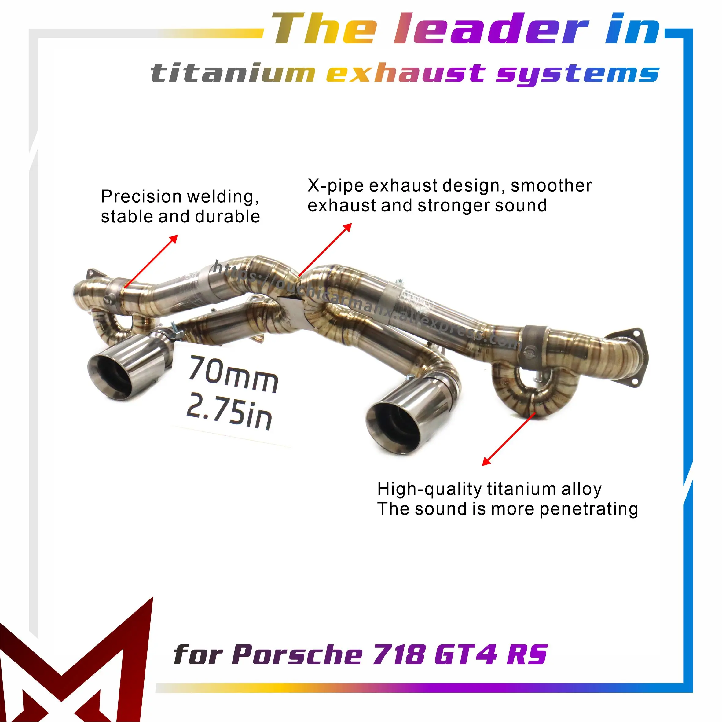 

Новый выхлоп MANX Catback для Porsche 718 GT4 RS — корпус из титана (Ti), вакуумный клапан, увеличенный диаметр трубы 70 мм
