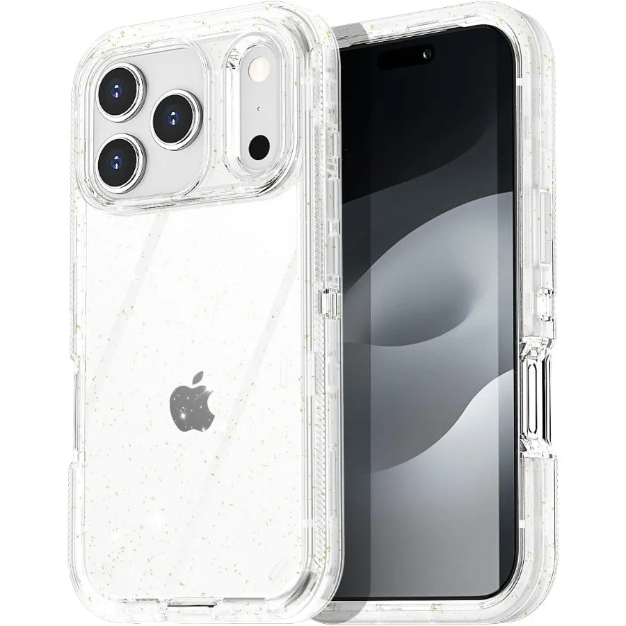 

Прозрачный чехол для iPhone 17 Pro Max 3 в 1, сверхпрочная защита от падения, прочный противоударный/пыленепроницаемый, трехслойный