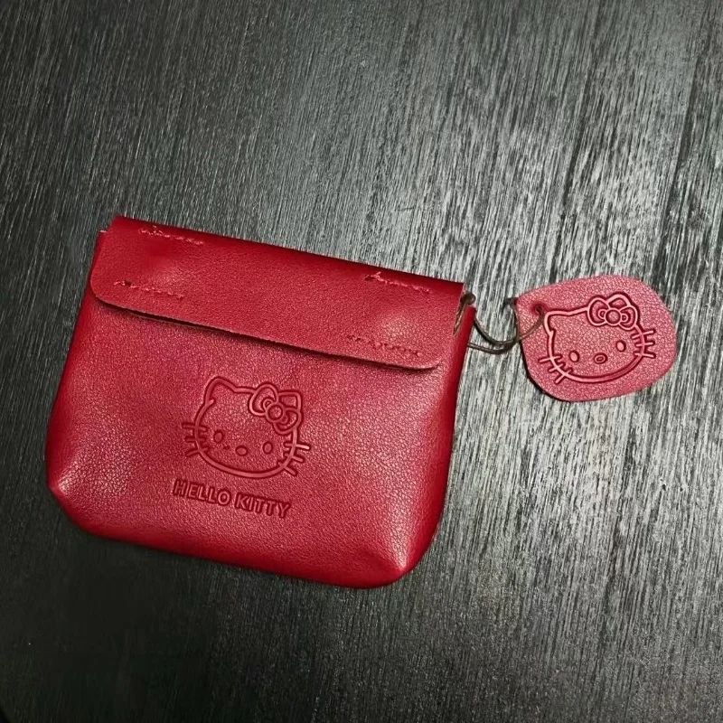 Nuevo Retro Rosa Rojo lindo periféricos de Anime Hellokitty Cartera de cuero encanto de moda chica japonesa Mini hebilla monedero regalo