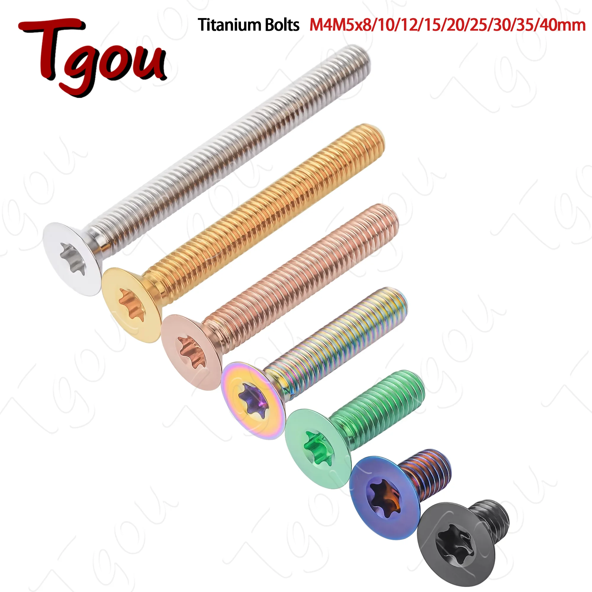 

Tgou Titanium Bolt M4M5x8/10/12/15/20/25/30/35/40mm Flat Countersunk Head Screw for Bicycle Motorcycle Car