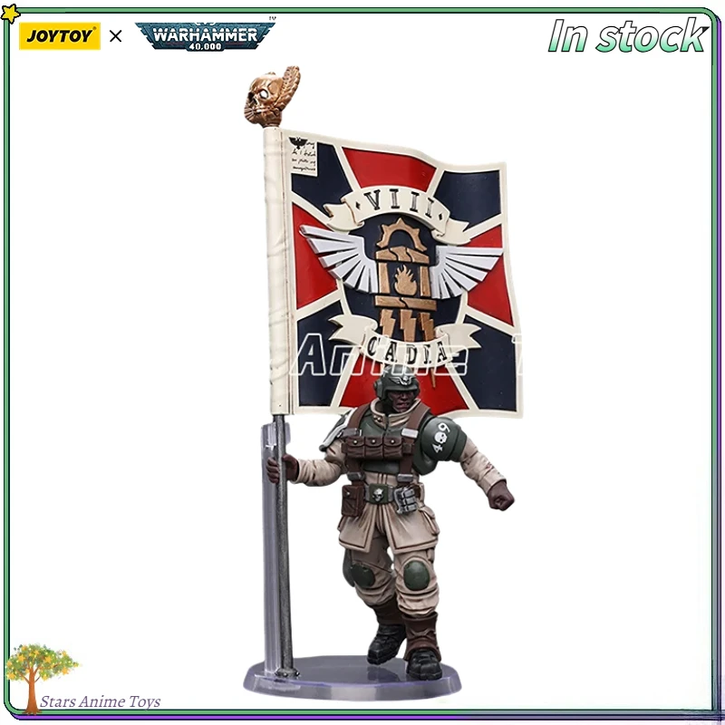 

Original JOYTOY 1/18 Action Figure WARHAMMER 40000 Astra Militarum Cadian Command Squad Veteran with Registal Standard Model Toy