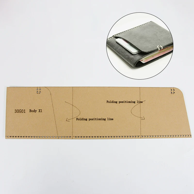 YOMDID Wallet Card Bag Handmade Leather Template Paper Stencil Practical Leather Tool DIY Leathercraft Sewing Pattern Supplies