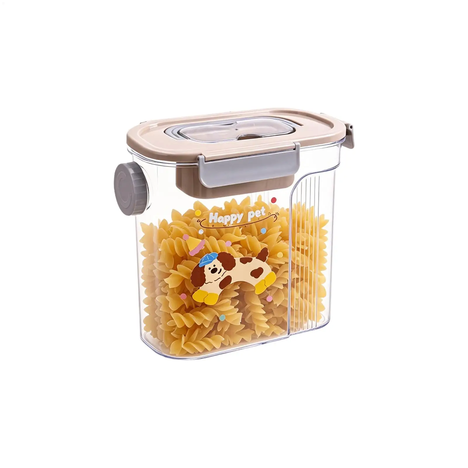 

Dog Treat Jar With Lid Side Pouring Pet Food Bin With Measuring Cup Cat Treat Storage Jar For Cereal Rice Flour Countertop Home