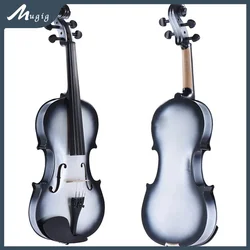 Black & White Violin For Kids & Adults 4-4 3-4 1-2 1-4 1-8 Size Fiddle Student &Beginners Kit W/Braziwood Bow String Bridge Case