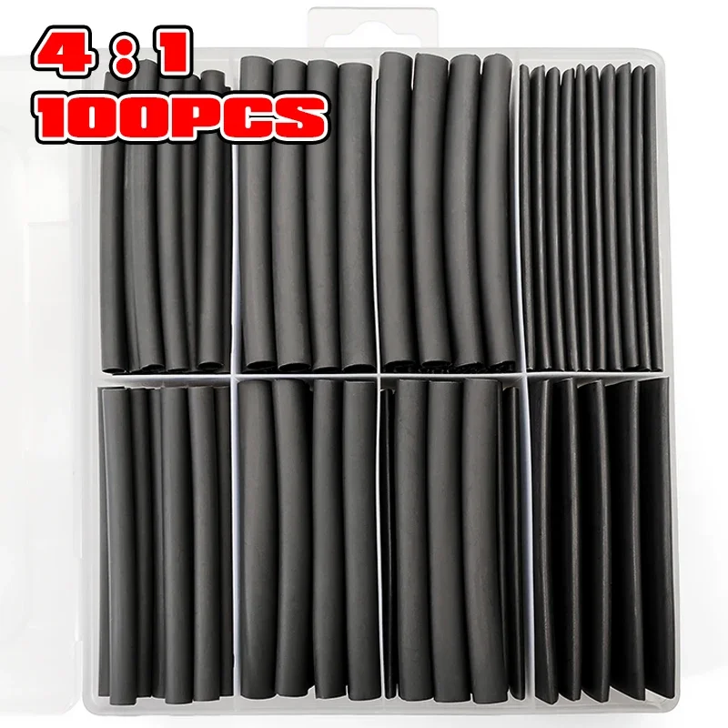 4:1 Black Flame Retardant Heat Shrink Sleeve For Welding Equipment High Current Connection Cable Insulation Wrap Cover