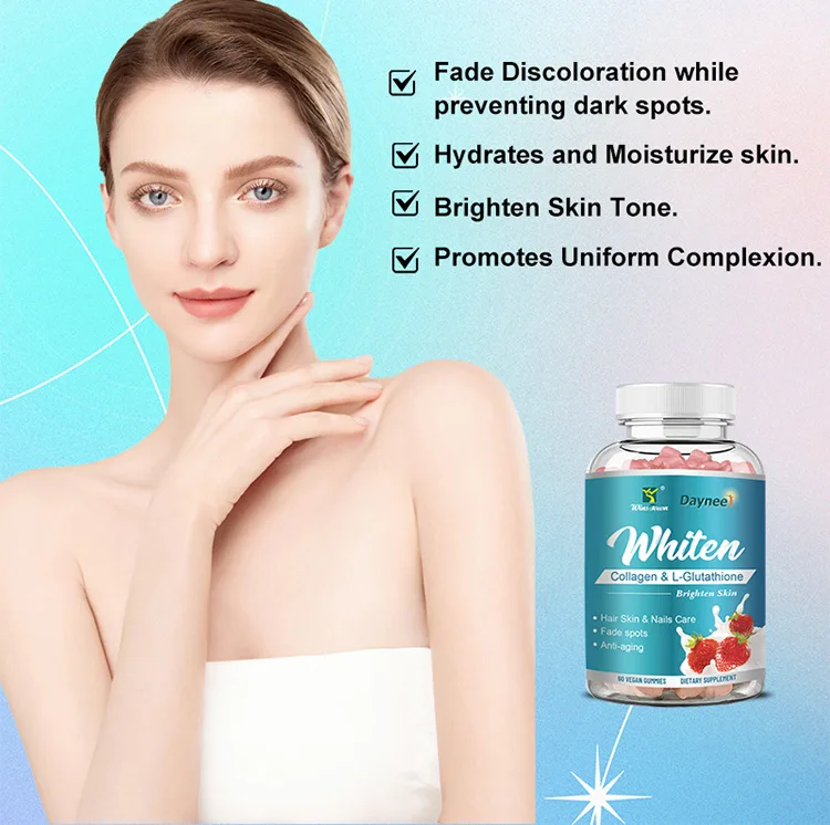 1 bottle of collagen gummies, glutathione helps brighten skin tone