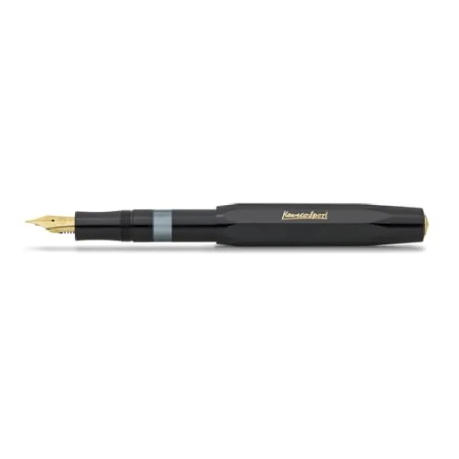 

PISTON SPORT CLASSIC Black/Gold I Premium Plastic Fountain Pen for Ink Bottles with Transparent Ink Window in Nostalgic Box I E