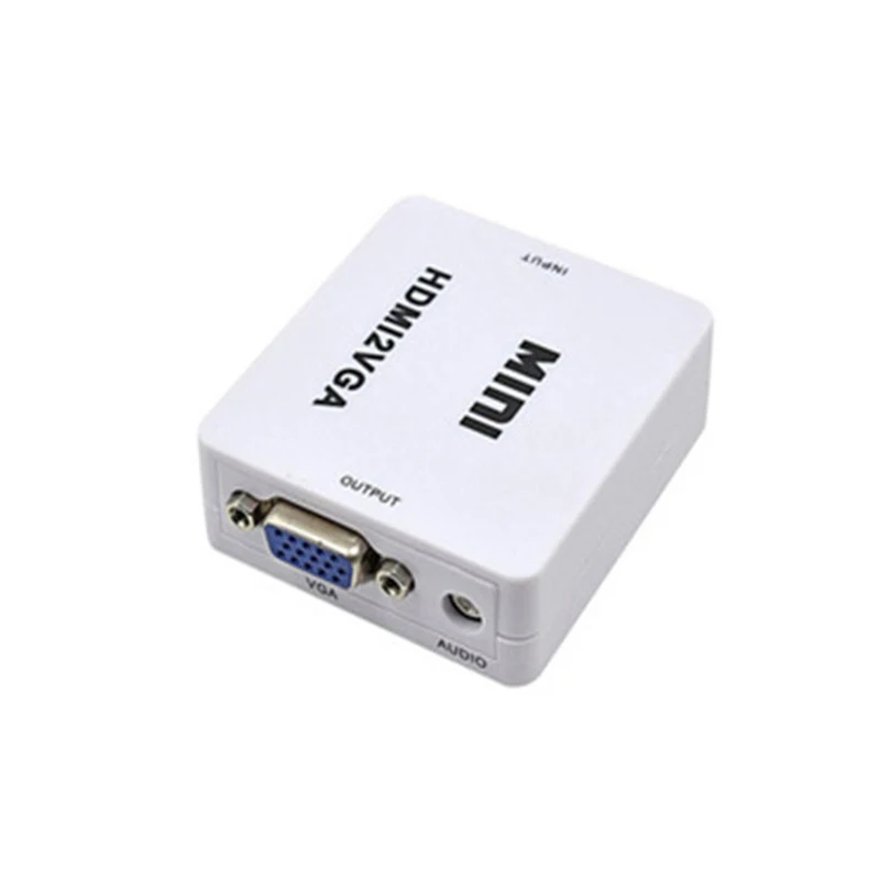 Konwerter wideo Mini HDMI-kompatybilny z VGA 1080P Full HD na PS3, XBOX, STB, PC, Laptop, projektor, HDTV, DVD z gniazdem Audio 3.5mm